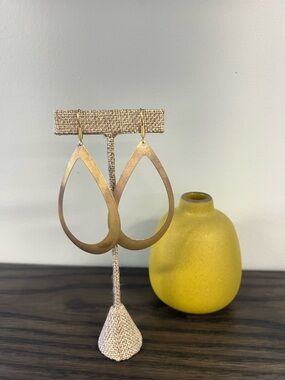 Open Teardrop Gold-Tone Dangle Earrings